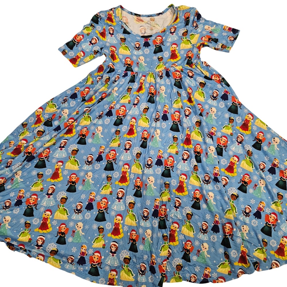 Little Snuggles Kids‎ Dress Sz 12T Princesses Snowflake Print Short Sleeve Twirl